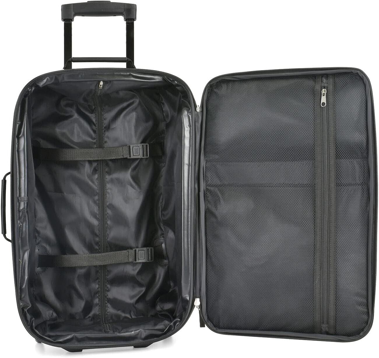 U.S. Traveler 2 Piece Expandable Softside Luggage Set 21" Carry on Tote Black