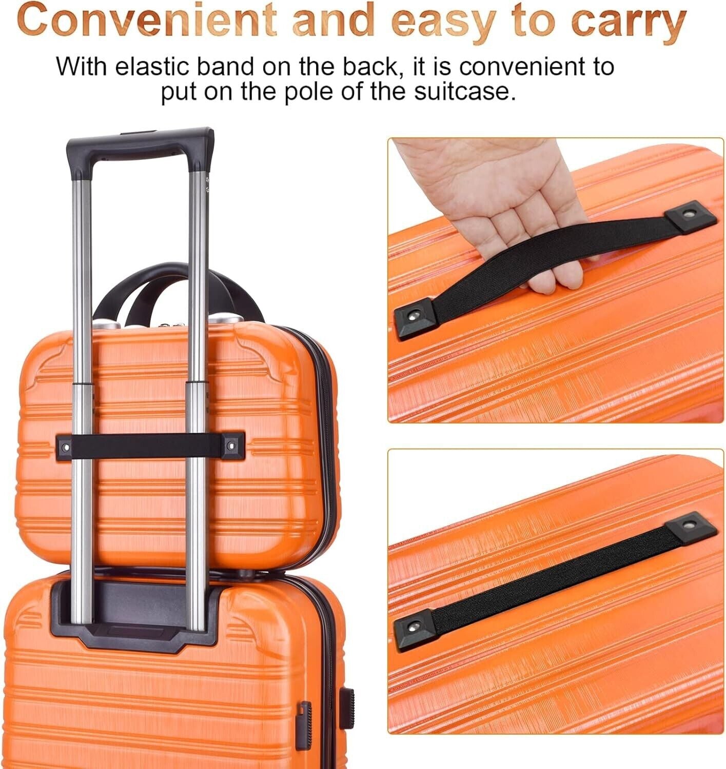 Feybaul 2 Piece Luggage Set Hardcase Carry on Spinner TSA Lock Orange 20" 14"