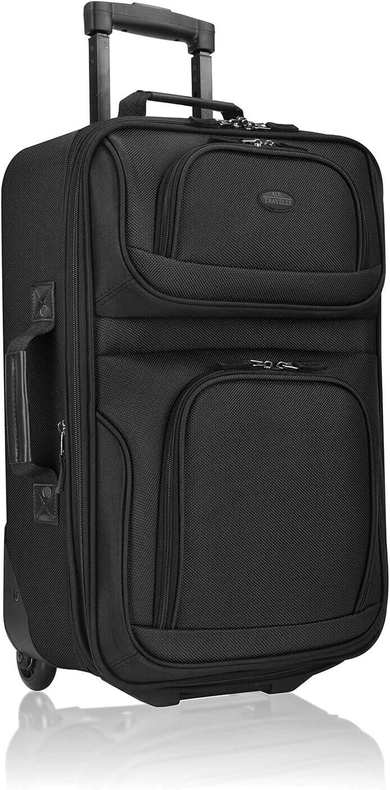 U.S. Traveler 2 Piece Expandable Softside Luggage Set 21" Carry on Tote Black