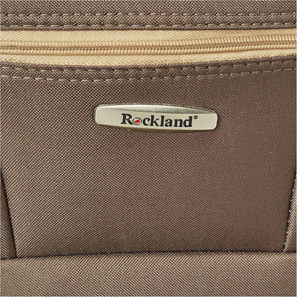 Rockland 2 Piece Expandable Softside Luggage Set Carry on Tote Bag Brown 19" 14"