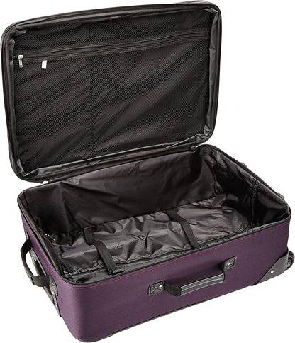 Rockland 2 Piece Expandable Softside Luggage Set Carry on Tote Bag Purple