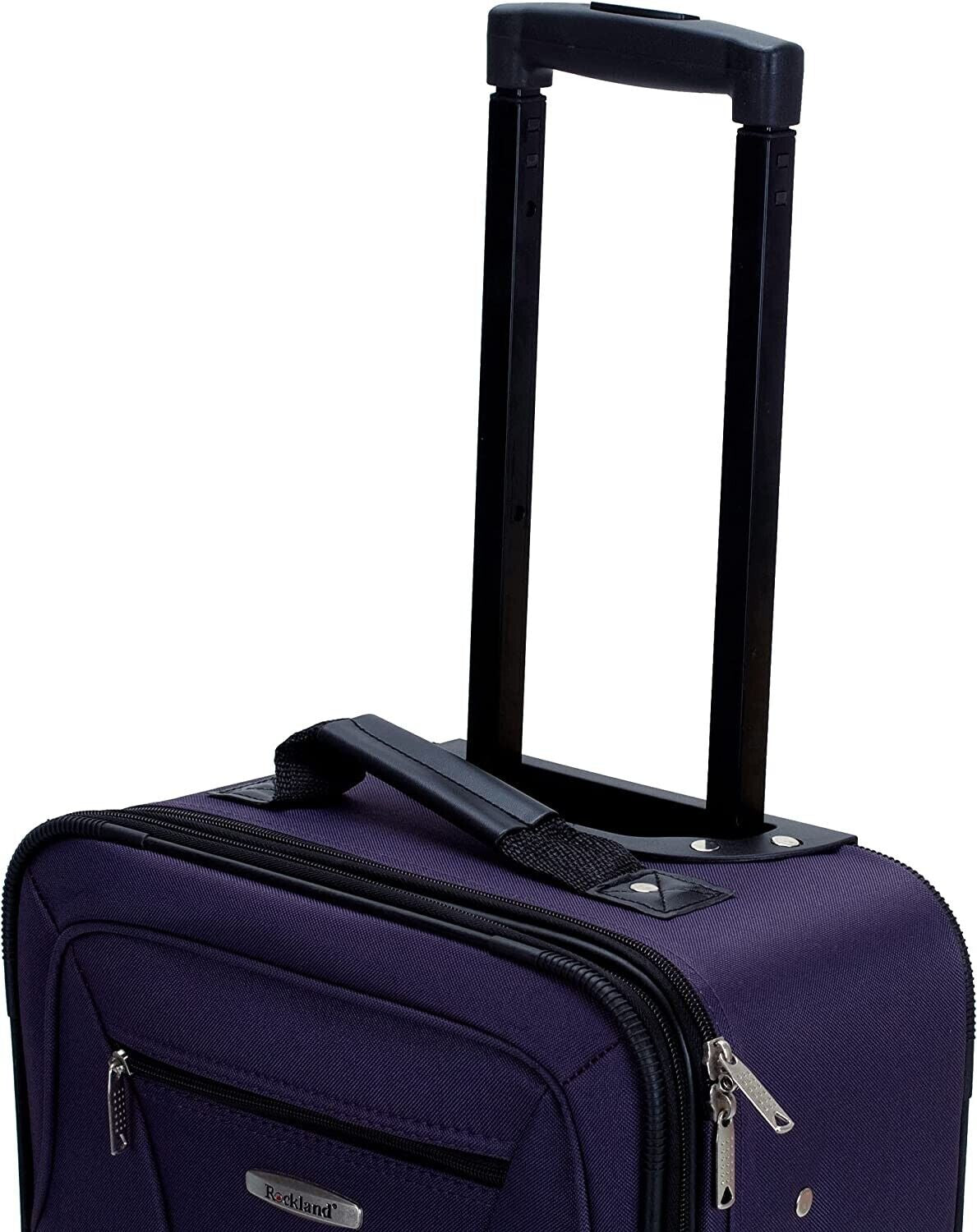 Rockland 2 Piece Expandable Softside Luggage Set Carry on Tote Bag Purple