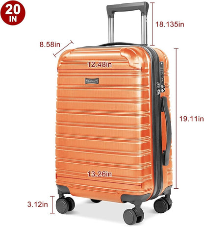 Feybaul 2 Piece Luggage Set Hardcase Carry on Spinner TSA Lock Orange 20" 14"