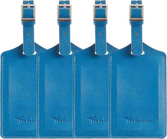 4 Pack Leather Luggage Tags for Suitcases Travel Tags