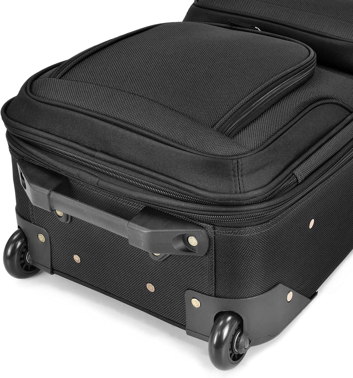 U.S. Traveler 2 Piece Expandable Softside Luggage Set 21" Carry on Tote Black