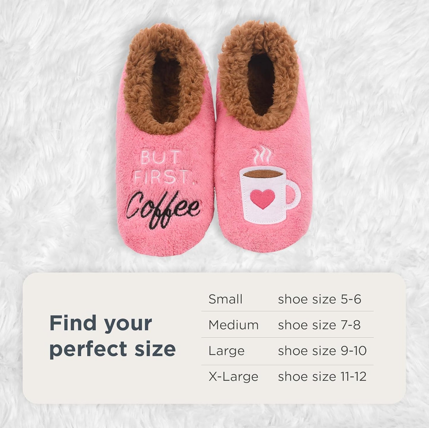 Pairables Sherpa-Lined Slipper Socks - Fuzzy and Cute Slippers for Women with Non-Slip Sole - Ladies Warm Slippers