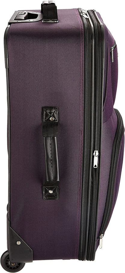 Rockland 2 Piece Expandable Softside Luggage Set Carry on Tote Bag Purple