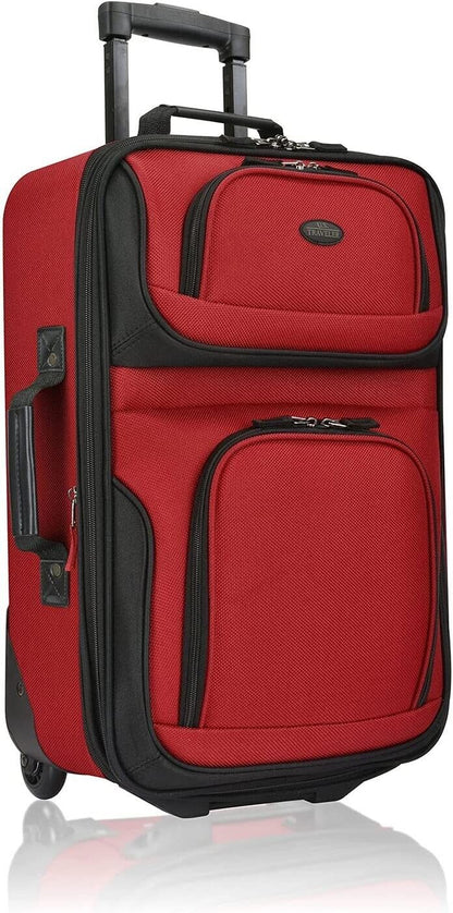 U.S. Traveler 2 Piece Expandable Softside Luggage Set 21" Carry on Tote Bag Red