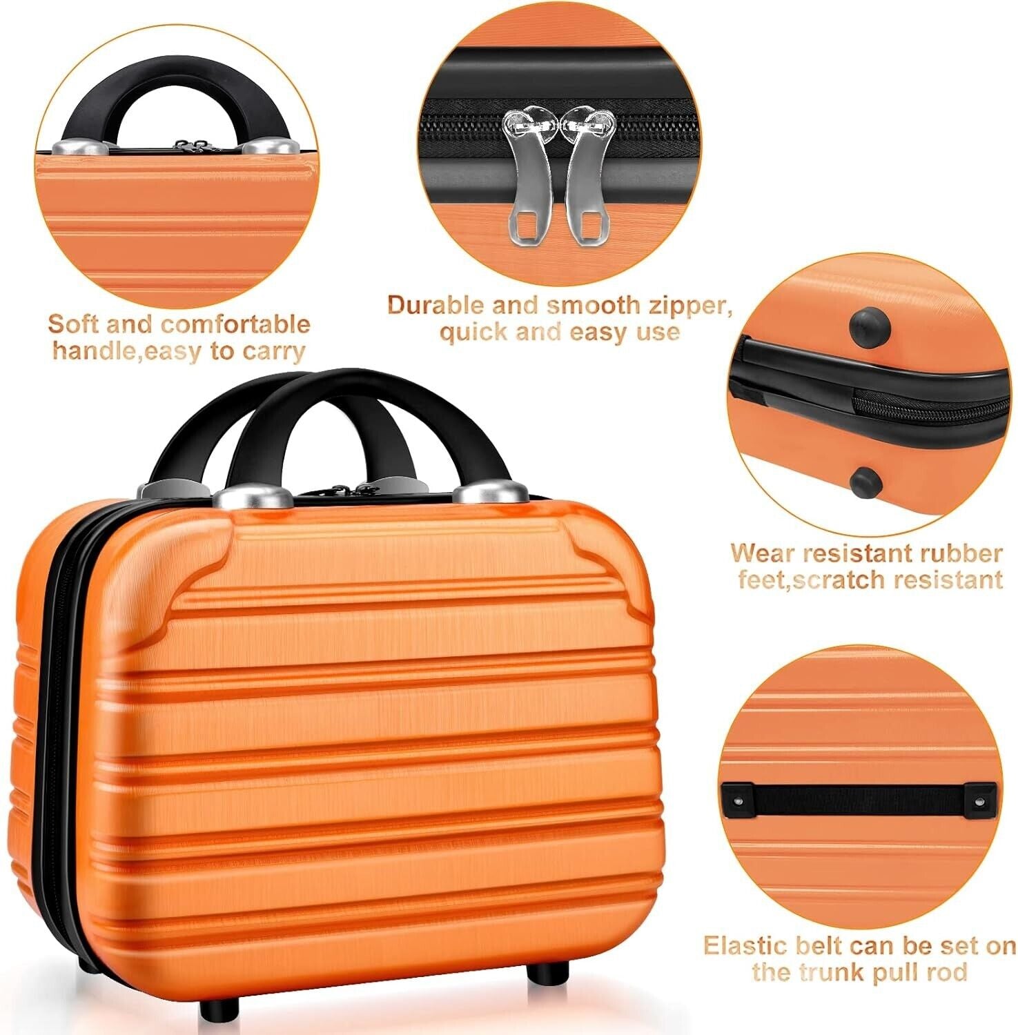 Feybaul 2 Piece Luggage Set Hardcase Carry on Spinner TSA Lock Orange 20" 14"