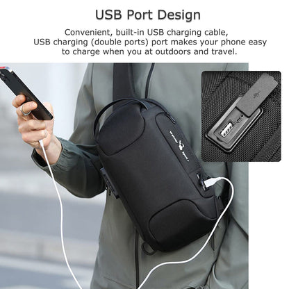 Anti Theft Sling Bag Waterproof Chest Bag Crossbody Backpack W/ USB Charge Port