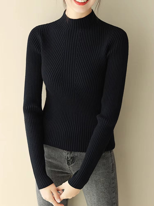 2024 Autumn Winter Turtleneck Sweater Women Fashion Chic Tops Women Knitted Pullovers Long Sleeve Jumper Pull Femme Clothing