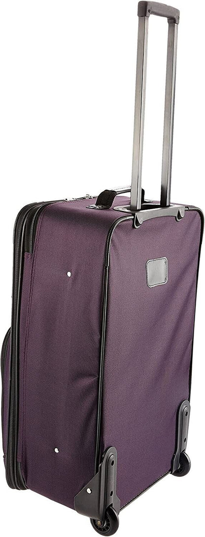 Rockland 2 Piece Expandable Softside Luggage Set Carry on Tote Bag Purple