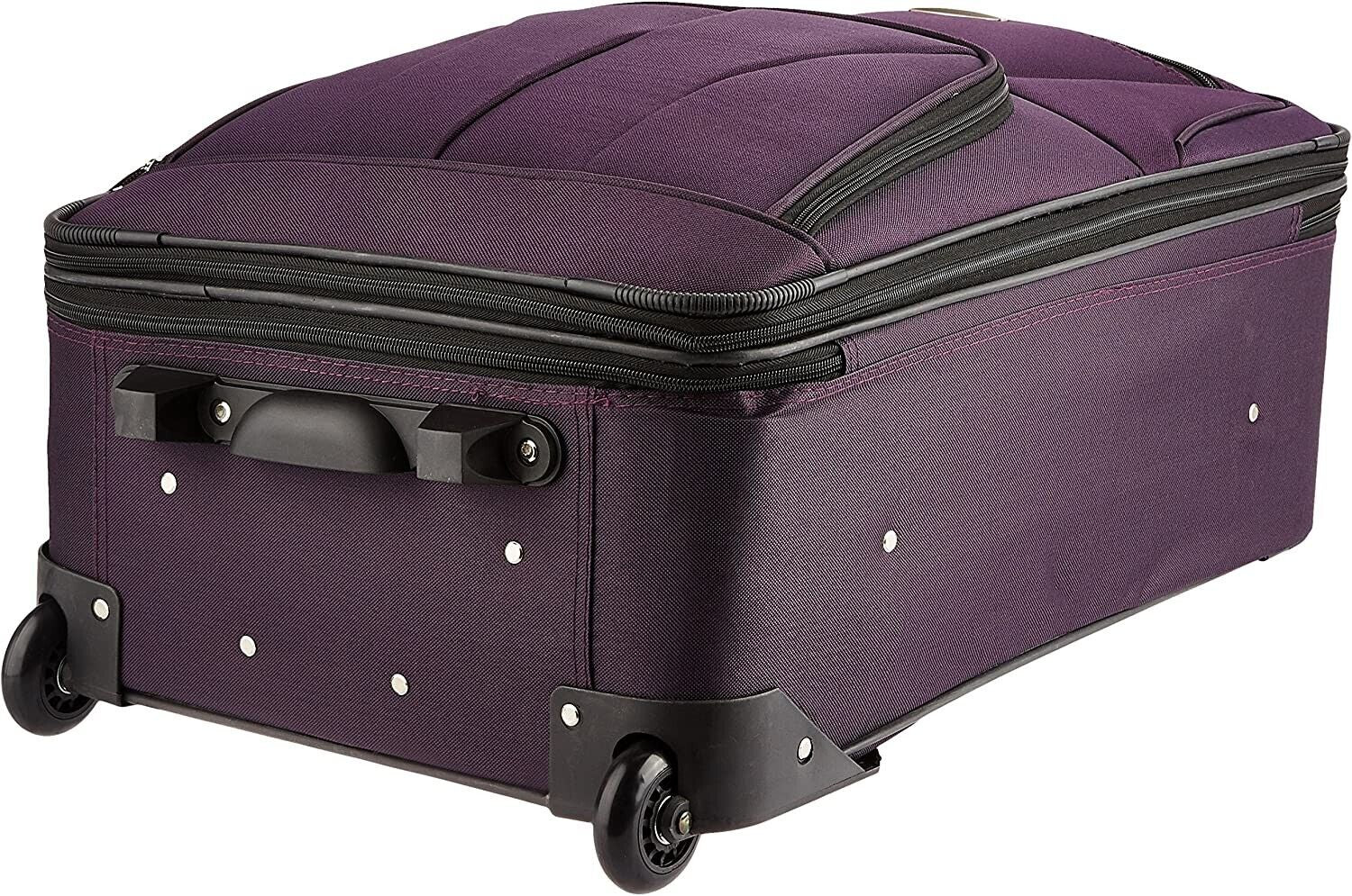 Rockland 2 Piece Expandable Softside Luggage Set Carry on Tote Bag Purple