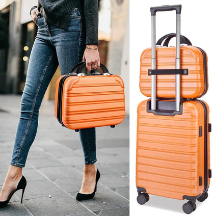 Feybaul 2 Piece Luggage Set Hardcase Carry on Spinner TSA Lock Orange 20" 14"